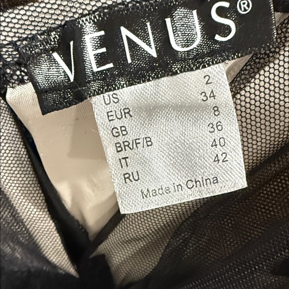 VENUS Black Velvet Floral Midi Dress Size 2 - Picture 5 of 5